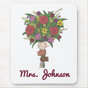 Gepersonaliseerde leraar Flower Bouquet Mousepad Muismat