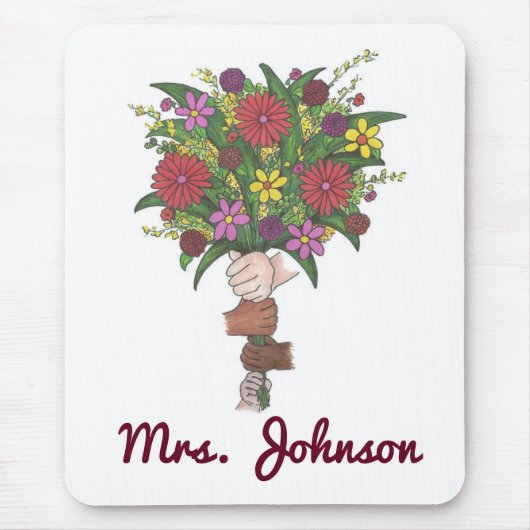 Gepersonaliseerde leraar Flower Bouquet Mousepad Muismat (Voorkant)