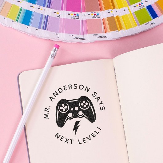 Gepersonaliseerde leraar Gamer Stamp Terug naar sc Zelfinktende Stempel