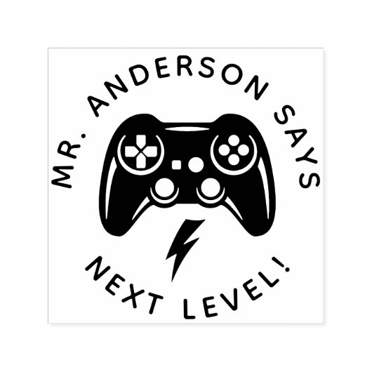 Gepersonaliseerde leraar Gamer Stamp Terug naar sc Zelfinktende Stempel (Design)