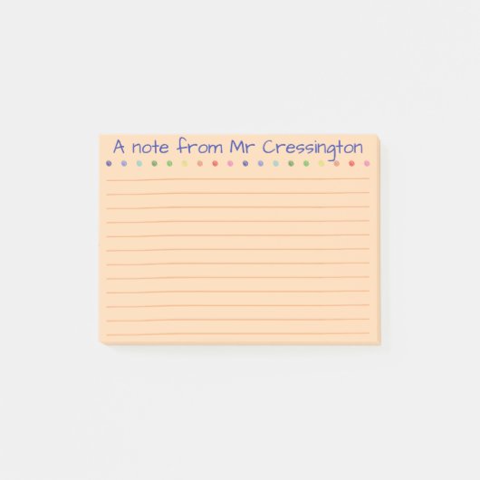 Gepersonaliseerde leraar gekleurde Stippen gelinkt Post-it® Notes (Voorkant)