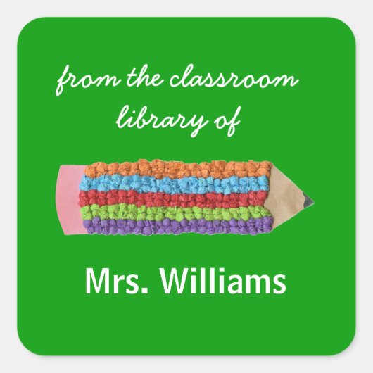 Gepersonaliseerde leraar geschenk boekenplaten vierkante sticker (Voorkant)