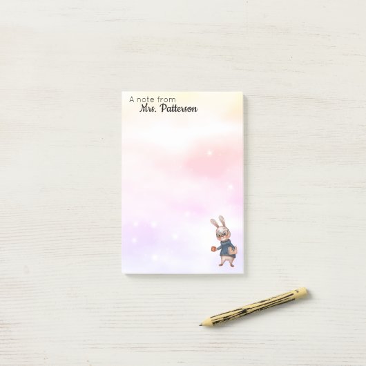 Gepersonaliseerde leraar Gift Post It Notes Rabbit (Op bureau)