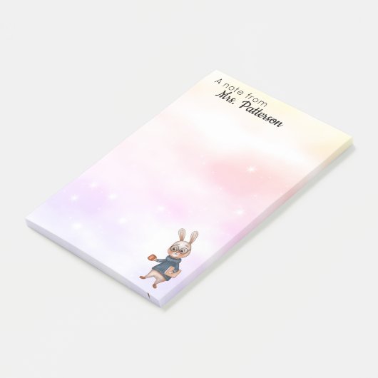 Gepersonaliseerde leraar Gift Post It Notes Rabbit (Schuin)