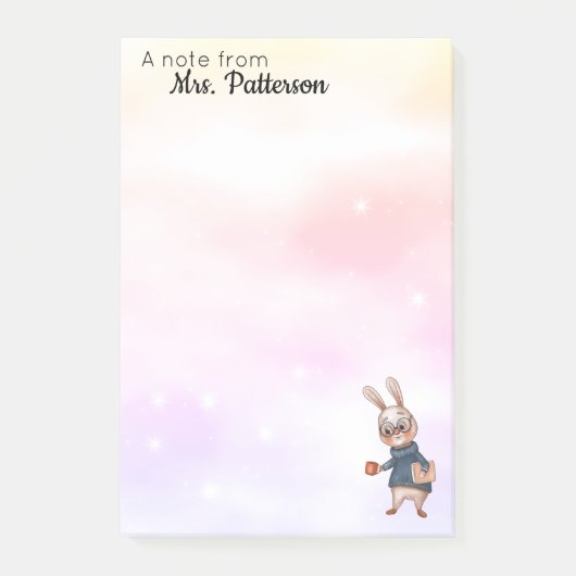 Gepersonaliseerde leraar Gift Post It Notes Rabbit (Voorkant)