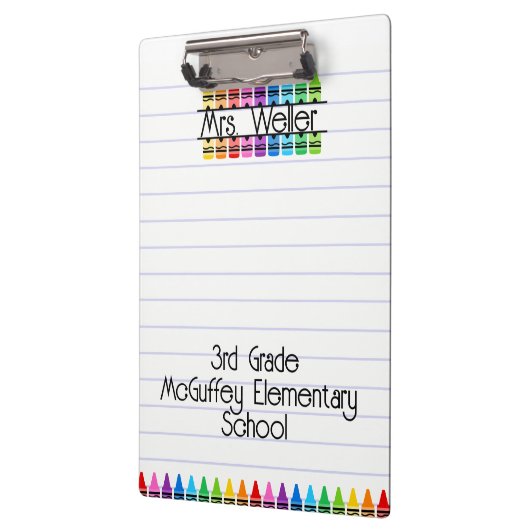 Gepersonaliseerde leraar Gift Rainbow Crayons Klembord (Links)