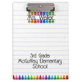 Gepersonaliseerde leraar Gift Rainbow Crayons Klembord (Voorkant)