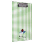 Gepersonaliseerde leraar groen en wit gingham klembord (Rechts)