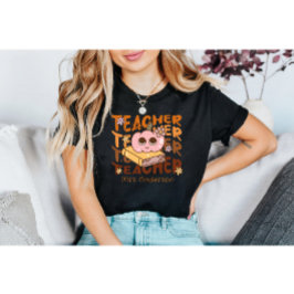 Gepersonaliseerde leraar Halloween - Retro Pompoen T-shirt