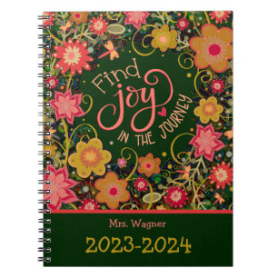 Gepersonaliseerde Leraar Joy in Journey Bloemen Notitieboek