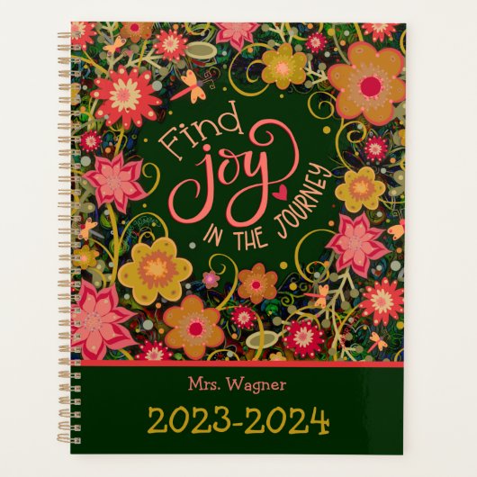 Gepersonaliseerde Leraar Joy in Journey  Bloemen Planner (Voorkant)