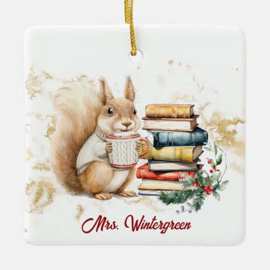 Gepersonaliseerde leraar kerst keramisch ornament (Voorkant)