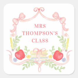 Gepersonaliseerde leraar | Klaslokaal Crest Vierkante Sticker
