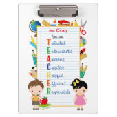 Gepersonaliseerde leraar klemborden (Stationeries) (Voorkant)