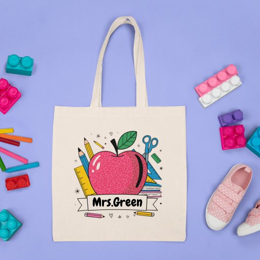 Gepersonaliseerde leraar Kleurrijke School Tote Bag