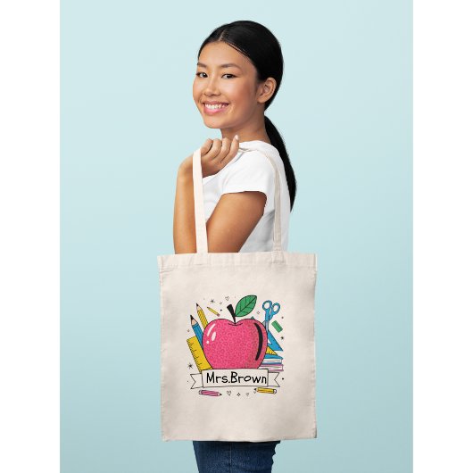 Gepersonaliseerde leraar Kleurrijke School Tote Bag