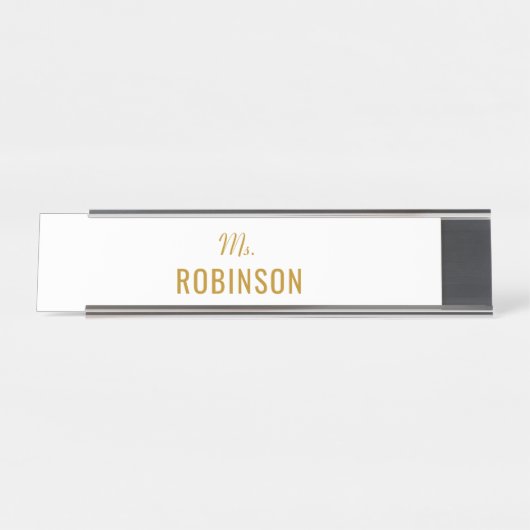 Gepersonaliseerde leraar naam Gold Script minimali Bureau Naambordje (Voorkant)