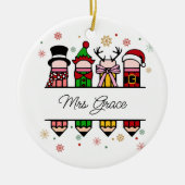 Gepersonaliseerde Leraar Naam Potlood, Kerstcadeau Keramisch Ornament (Voorkant)