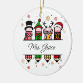 Gepersonaliseerde Leraar Naam Potlood, Kerstcadeau Keramisch Ornament (Links)