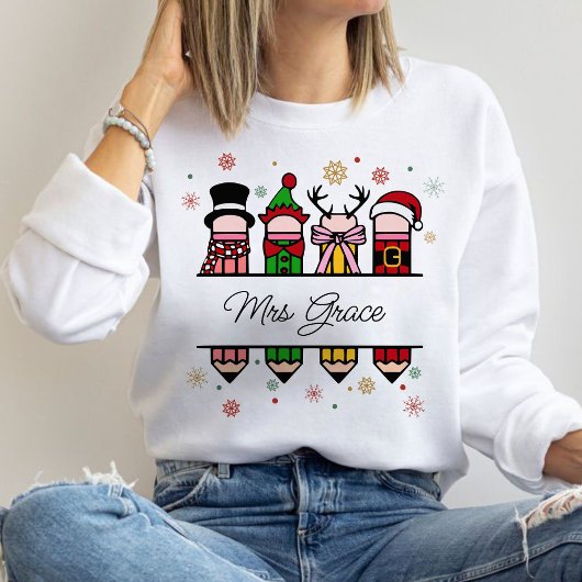 Gepersonaliseerde Leraar Naam Potlood, Kerstcadeau Trui