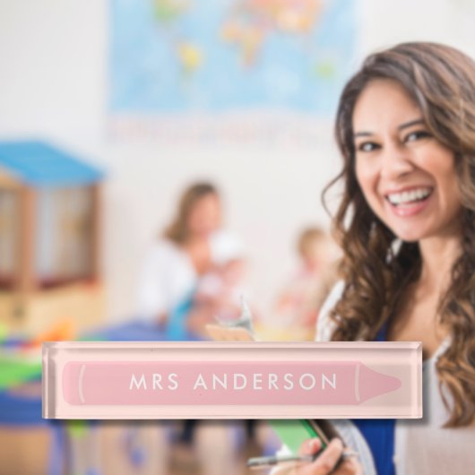 Gepersonaliseerde leraar naam potlood Modern roze Naambordje