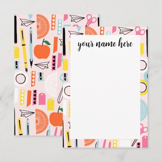 Gepersonaliseerde leraar notitiekaarten (Voorkant / Achterkant)