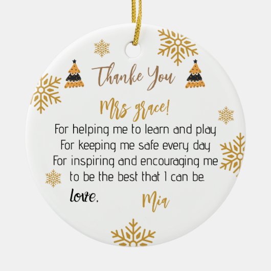 Gepersonaliseerde leraar Ornamenten, aangepaste ke Keramisch Ornament (Voorkant)