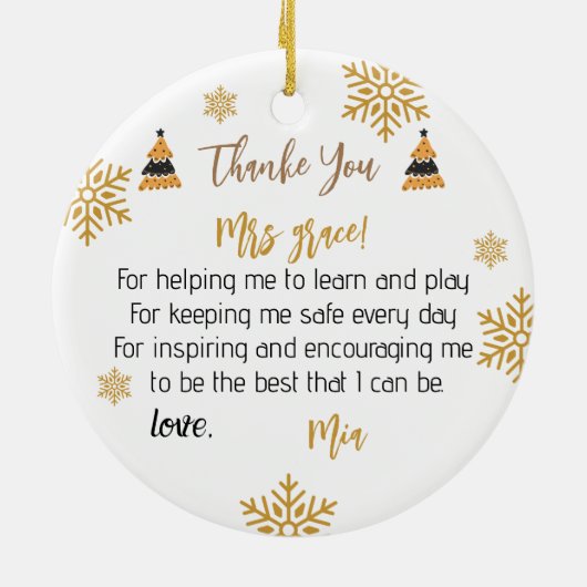 Gepersonaliseerde leraar Ornamenten, aangepaste ke Keramisch Ornament (Achterkant)