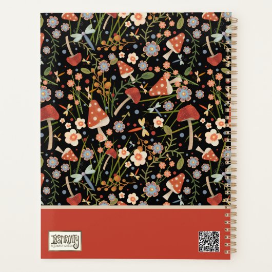 Gepersonaliseerde leraar Paddestoel Floral Dragonf Planner (Achterkant)