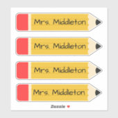 Gepersonaliseerde leraar potloden sticker (Vel)