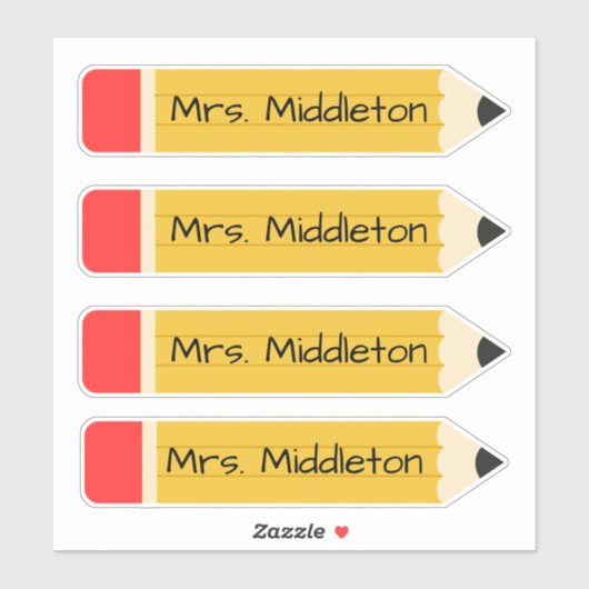 Gepersonaliseerde leraar potloden sticker (Vel)