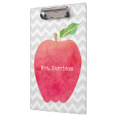 Gepersonaliseerde leraar Red Apple Gray Chevron Klembord (Links)