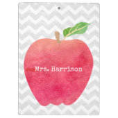 Gepersonaliseerde leraar Red Apple Gray Chevron Klembord (Achterkant)