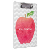 Gepersonaliseerde leraar Red Apple Gray Chevron Klembord (Rechts)