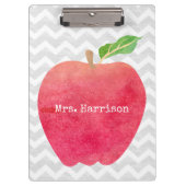 Gepersonaliseerde leraar Red Apple Gray Chevron Klembord (Voorkant)