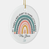 gepersonaliseerde leraar regenboog Kerstmis, Custo Keramisch Ornament (Rechts)