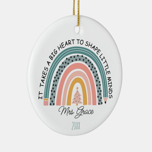 gepersonaliseerde leraar regenboog Kerstmis, Custo Keramisch Ornament (Rechts)