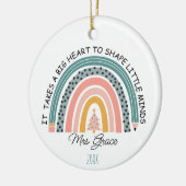 gepersonaliseerde leraar regenboog Kerstmis, Custo Keramisch Ornament (Links)