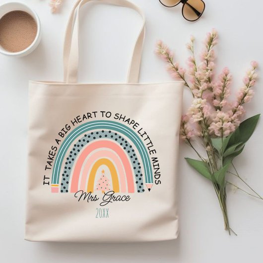 gepersonaliseerde leraar regenboog Kerstmis, Custo Tote Bag