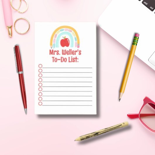 Gepersonaliseerde leraar to-do lijst regenboog post-it® notes