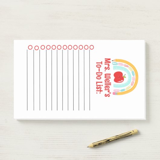 Gepersonaliseerde leraar to-do lijst regenboog post-it® notes (Op bureau)