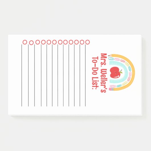 Gepersonaliseerde leraar to-do lijst regenboog post-it® notes (Voorkant)
