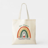 Gepersonaliseerde leraar Vibes regenboog potlood Tote Bag (Achterkant)