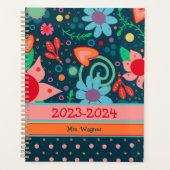 Gepersonaliseerde leraar Vrolijke  Bloemen Planner (Voorkant)