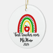 Gepersonaliseerde leraar waardering cadeau regenbo keramisch ornament (Links)