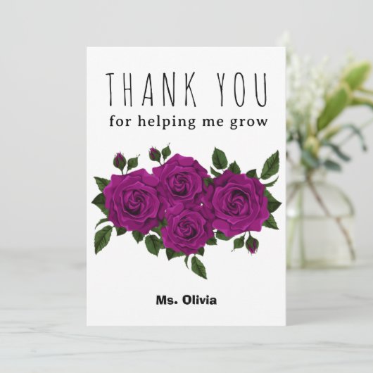 Gepersonaliseerde Leraar Waardering Gift Aangepast Bedankkaart (Staand voorkant)