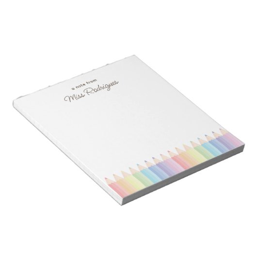 Gepersonaliseerde Leraar Waardering Pastel Rainbow Notitieblok (Schuin)