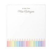 Gepersonaliseerde Leraar Waardering Pastel Rainbow Notitieblok (Voorkant)