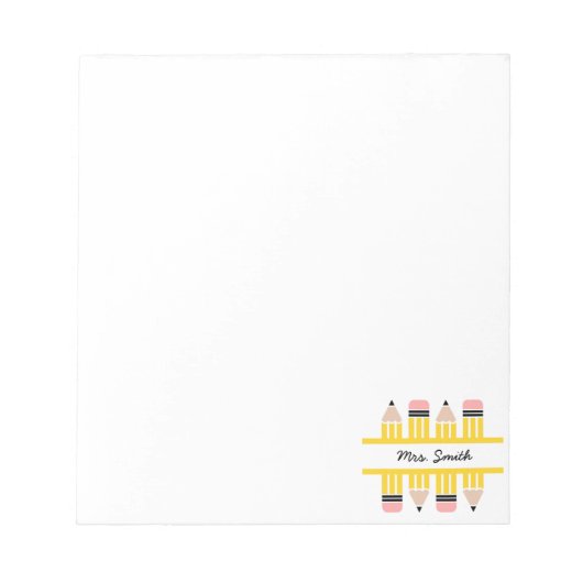 Gepersonaliseerde leraar waardering potlood notitieblok (Voorkant)