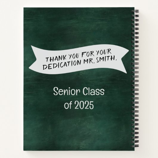 Gepersonaliseerde Leraar Waardering Spiral Notitie Notitieboek (Achterkant)